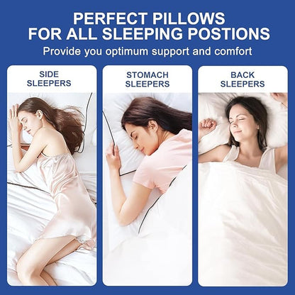 Premium Pillows King Size Set of 4, Fluffy and Supportive 7D Down Alternative Bed Pillows, Luxury Soft Hotel Quality Gusseted Pillow for Side Back Stomach Sleepers, Relief Neck Head and Shoulder Pain