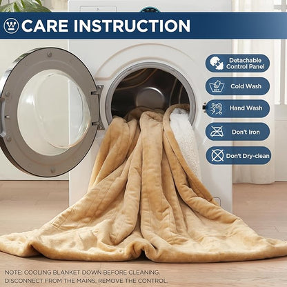 Westinghouse Electric Blanket Queen, Heated Blanket Queen Size with 10 Heating Levels and 1 to 12 Hours Heating Time Settings, Flannel to Sherpa Reversible, Machine Washable (84" x 90", Red)