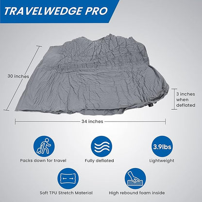 Self-Inflating Bed Wedge Pillow | Lightweight for Travel | Wedge Pillow for Sleeping and Acid Reflux, Heartburn, and GERD Pillow (30 Inch - Checked Bag Version)