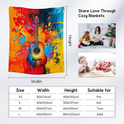 Blanket for Kids Guitar Blankets Gifts - 50x60 Inches Cozy Soft Fleece Throw for Office Bed