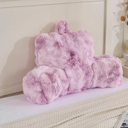 Reading Pillows for Boyfriend Adult,Velvet Back Pillow Bed Wedge Large, Back Rest Support Cushion for Sitting Up in Bed/Couch for Bedrest 18inch-Tie-dye Lavender