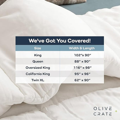 Olive + Crate Tencel Eucalyptus Cooling Duvet Cover Set - Hypoallergenic, Lyocell Tencel Duvet Cover - Soft, Temperature Regulating with Hidden Button Closure & Corner Ties - King Size [Moss]