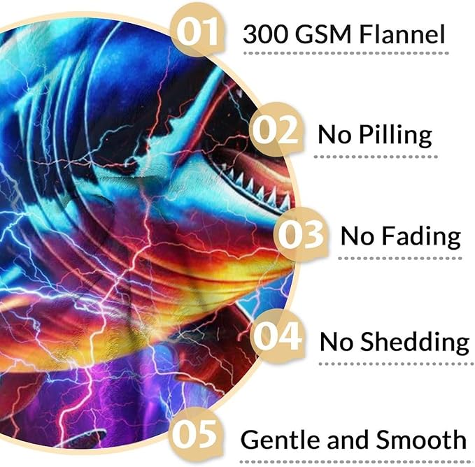 Boys Blanket Gifts Shark Blankets for Kids, Shark Lovers - 40" x 50" Cozy Furry Plush Flannel Throws for Couch, Sofa & Travel