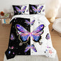 Purple Butterfly King Comforter Set for Girls Kids,Aesthetics Butterflies Star Glitter Pattern Bedding Set for Teens Girls Room Decor,Nature Animal Themed Bedding Set with 2 Pillowcases.