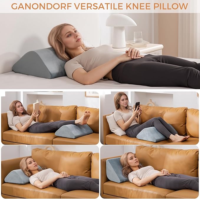 Ganondorf Knee Wedge Pillow for Back Sleeping-Leg Pillow Knee Wedge Pillow for Sleep Position, Alleviating Lower Back&Hip Pain Enhancing Circulation in Ankles Legs Triangle Pillow with Removable Cover