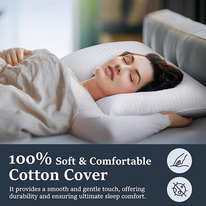 COZSINOOR Goose Feather Pillows King Size - Set of 2, Hotel Down Bed Pillow for Sleeping, Soft 600 TC Cotton Cover, Fluffy Support Surround Fill Down Alternative for Back, Stomach, Side Sleepers