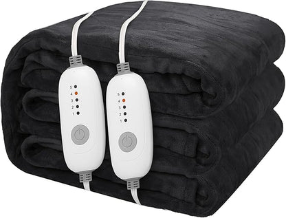 Electric Heated Blanket 84"x90" Queen Size Microplush Cover Blanket, 5 Heat Settings & 10 Hours Auto Off, Cozy & Warm for All Night, Machine Washable, Dark Grey