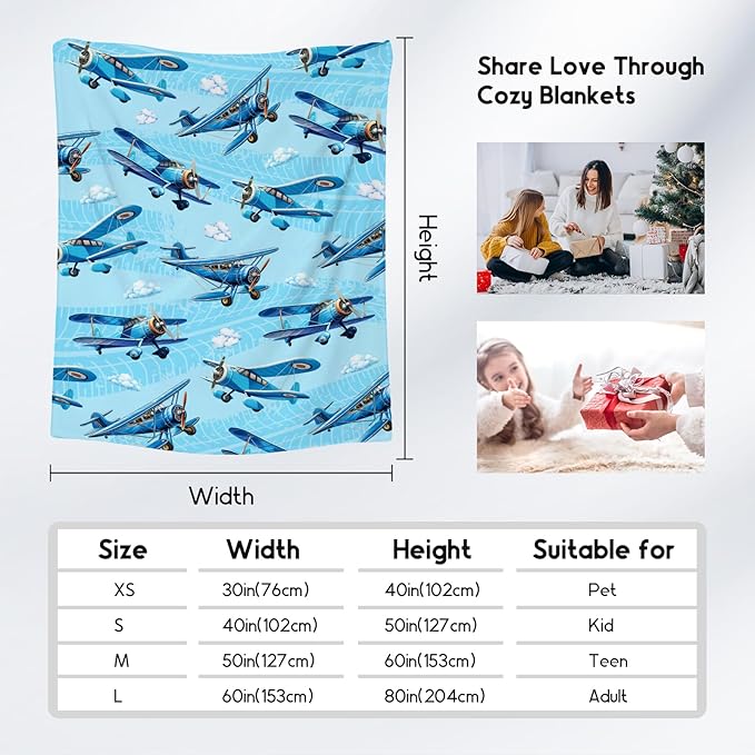 Blanket for Kids Airplane Gifts for Boys - Soft Warm Fleece Small Throws for Toddler (40"x50")
