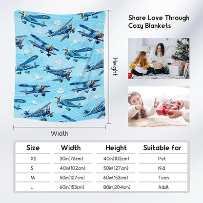Blanket for Kids Airplane Gifts for Boys - Soft Warm Fleece Small Throws for Toddler (40"x50")