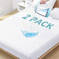 King Size Mattress Protector Waterproof- 2 Pack Washable Mattress Cover Fitted Bed Pad Noiseless Plastic Protection Up to 18” Allergy Mattress Protector Soft&Breathable（White）