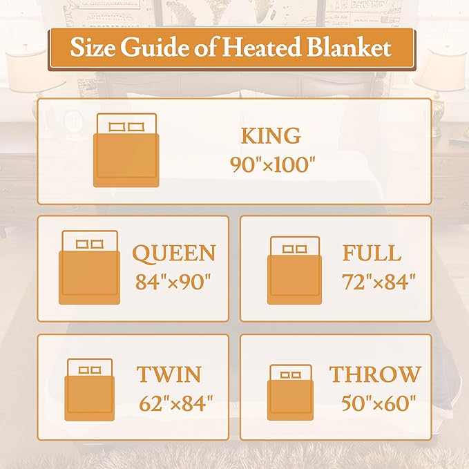 Electric Heated Blanket Flannel & Sherpa 62"x84" Twin Size - 4 Heat Levels, 10H Auto Shut Off, Fast Heating, Cozy and Comfortable, Warm Gifts, Machine Washable - White