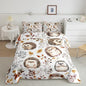 Cartoon Hedgehog Kids Bedding Sets,Watercolor Autumn Leaves Plants Comforter Set for Boys Girls Teens,Cartoon Wild Animals Rustic Style Down Comforter with 2 Pillowcases Queen Size 3 Pcs