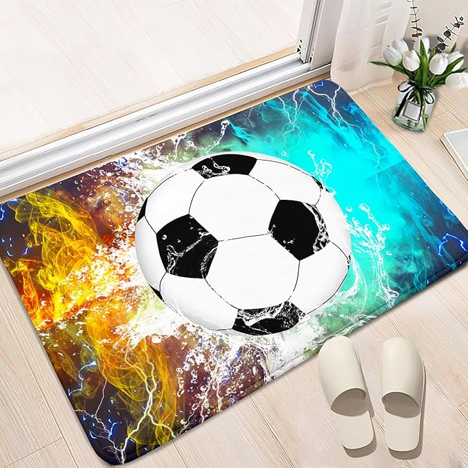 Football & Soccer Rugs for Boys Bedroom - Sports Rugs for Boys Bedroom Living Room Playroom Sports Carpet for Kids Soccer Room Decor Sofa Floor Mats, 2x3 Feet