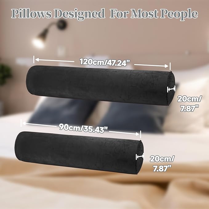 Inflatable Body Pillow for Adults Kids, 47 Inch Body Pillows for Side Sleeper, Travel Body Pillow for Bed, Bolster Pillow, Round Cervical Cylinder Pillow for Sleeping