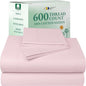 California Design Den - Luxury Full Size Sheet Set - 100% Cotton, 600 Thread Count Deep Pocket Full Size Bed Sheets, Cooling Hotel-Quality Sheets with Sateen Weave - Blush Pink