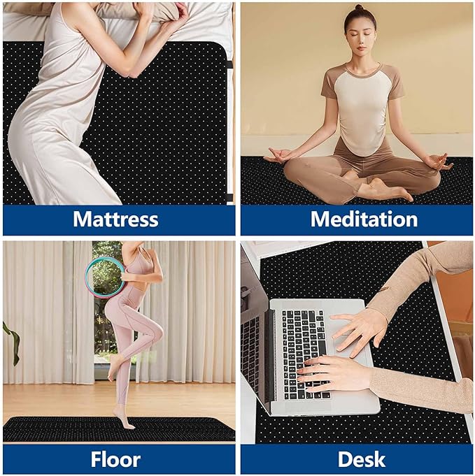 Grounding Mat for Bed, Grounding Pad for Sleeping, Tear-Resistant PU Leather Grounding Mattress with Cord
