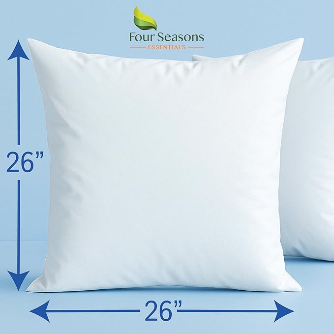 Euro Size Pillow Protectors (Set of 2) - European Square 26x26 Pillow Covers Waterproof Hypoallergenic Dust Proof Zippered Encasement