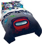 Jay Franco Among Us Space Splatter 5 Piece Queen Size Bed Set-Comforter & Sheet Set-Soft Fade Resistant Microfiber (Official Among Us Product)