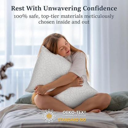 COZSINOOR Bed Pillows Queen Size - Premium Down Alternative Pillows Set of 2 for Side, Back, and Stomach Sleepers Cooling Hotel Quality Fluffy Soft Microfiber Fill Breathable Skin-Friendly