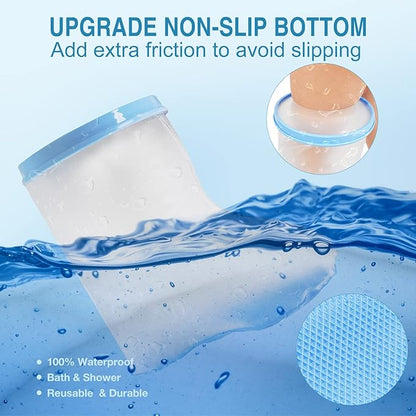 Waterproof Foot Cast Covers for Shower Adult, Shower Boot Foot Protector with Non-Slip Bottom, Adult Cast Protector for Shower Ankle Foot After Surgery