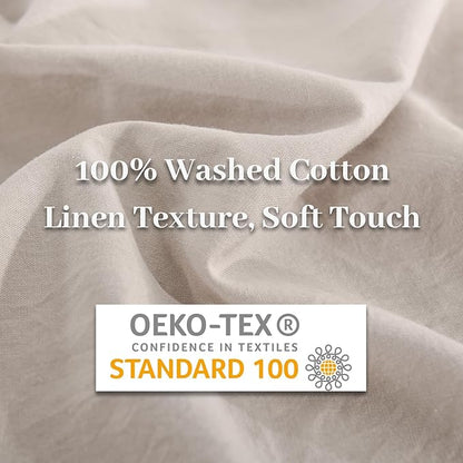 NEXHOME PRO Queen Duvet Cover Set – 100% Certified Organic Cotton with Washed Feel & Linen-Like Texture, Comfortable & Breathable, Home Bedding Set 90"*90" (No Comforter)