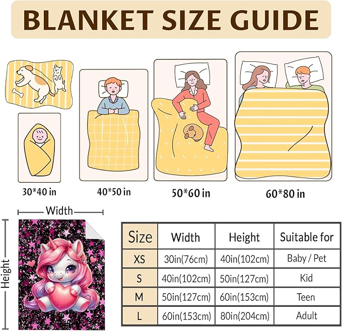 Girls Blanket for Kids Unicorn Blanket Gift for Daughter, 60 x 50 Inches Cozy Fuzzy Flannel Throw for Living Room Camping Club
