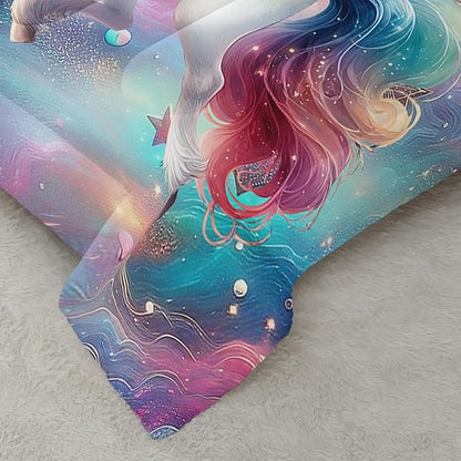 Unicorn Queen Size Bedding Set for Kids, Dreamy Unicorn with Flowers Comforter Set, Girl Room Decor with 2 Pillowcases