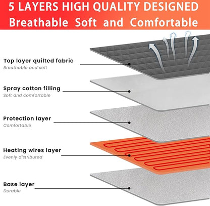 Heated Mattress Pad Queen Size, Electric Mattress Pad Cover w/Dual Control 8 Heating Settings, Bed Warmer w/ 4 Auto Shut Off Settings, UL Certified, Deep Pocket, Machine Washable, Dark Grey