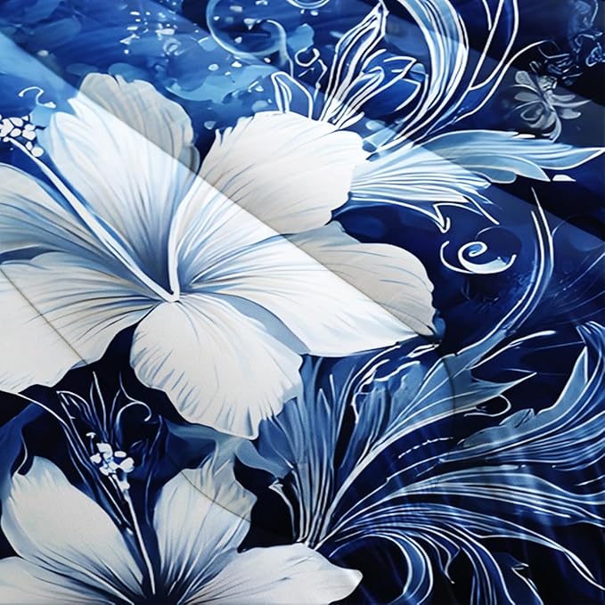 HOSIMA Sea Turtle Twin Comforter Set,Sea Turtles Surrounded by Flowers Print Coastal Bedding for Kids Girls Boys Room Decor,Stems Leaves Pattern Lightweight Ocean Themed Bedding with 2 Pillowcases.