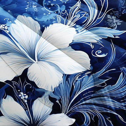 HOSIMA Sea Turtle Queen Comforter Set,Sea Turtles Surrounded by Flowers Print Coastal Bedding for Kids Girls Boys Room Decor,Stems Leaves Pattern Lightweight Ocean Themed Bedding with 2 Pillowcases.