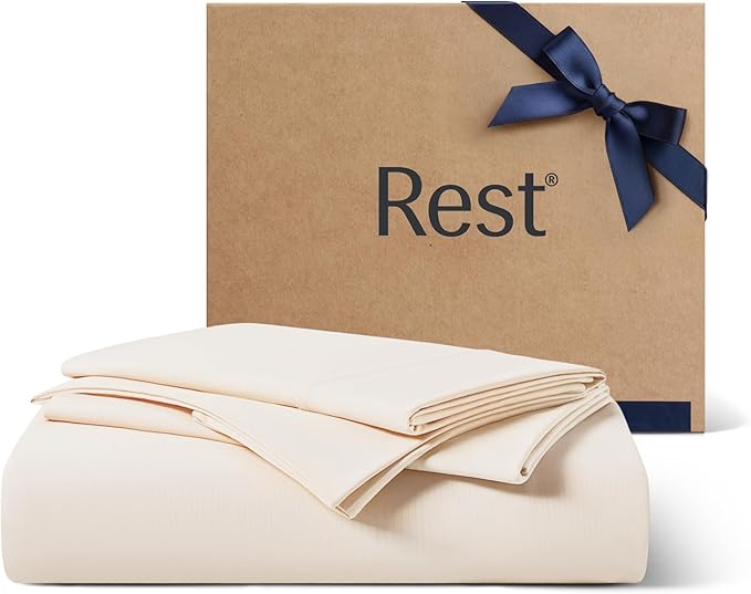 REST® Evercool®+ Starter Sheet Set, Twin, Snow Ivory, Breathable Bed Sheets for Hot Sleeper and Night Sweats, with Pillowcases, Ionic+ Self-Cleaning Silver Yarn for Sensitive Skin, 3PCS No Flat Sheet