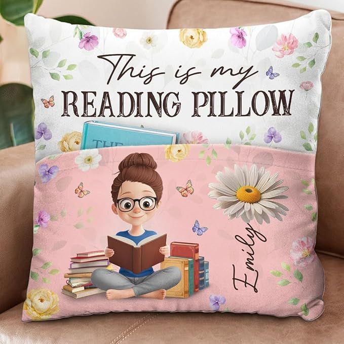Pawfect House Custom Pocket Pillow (Insert Included), Personalized Bookish Gifts for Book Lovers, Bookworms, Readers, This is My Reading Pillow, Birth Month Flower Pillow, Book Reading Pillow