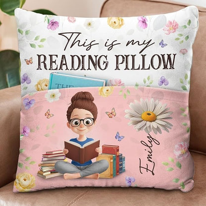 Pawfect House Custom Pocket Pillow (Insert Included), Personalized Bookish Gifts for Book Lovers, Bookworms, Readers, This is My Reading Pillow, Birth Month Flower Pillow, Book Reading Pillow