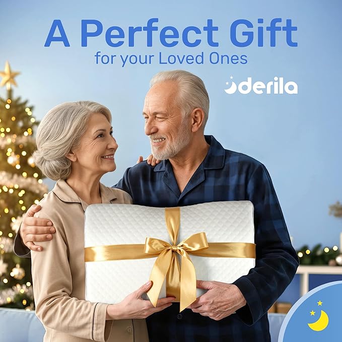 Derila Cervical Neck Pillow for Sleeping & Additional Pillowcase (19.7" x 11.8" x 3.9")