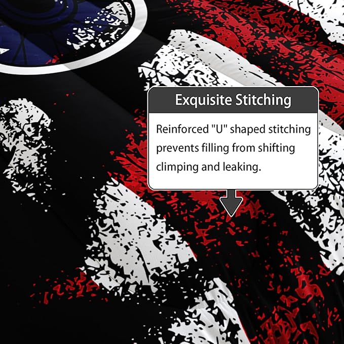 Axolotl Dirt Bike Comforter Set King,American Flag Bedding Set,Motocross Comforter for Boys,White Red Stripes Stars Comforter,Motorcycle Racer Bedding for Kids Teens Men,1 Quilt 2 Pillowcases