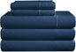 LANE LINEN Split King Sheets for Adjustable Beds - 5PC Sheets Set, 100% Egyptian Cotton, Cool Breathable & Soft, 2 Fitted Fits Upto 16" Deep Pockets - Swiss Dot - Estate Blue