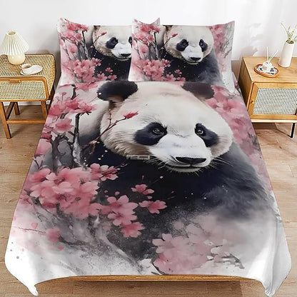 3D Panda Comforter Set Queen Size,Cute Panda Print Comforter Cover 3-Pieces for Kid Teen Boys Girls Room Decor,Lovely Animal Theme Duvet Cover with 2 Pillowcases (King (U.S. Standard))