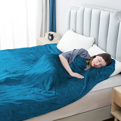 Electric Heated Blanket Queen Size 84"x 90",Dual Control Super Cozy Soft Flannel with 5 Heat Levels &10 Hours Auto Off, Home Office Use & Machine Washable, Teal/Blue Green