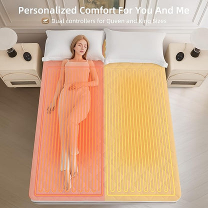 Bwarm Premium Quilted Heated Mattress Pad King Size, 78" x 80" Bed Warmer, 9 Heat Settings, 1-12 Hours Auto Off, Soft and Cozy, Deep Pocket, Fast Heating, Machine Washable