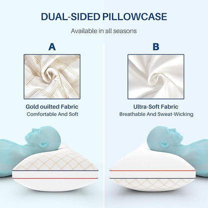 YZ HOME Long Body Pillow for Adults - Firm Body Pillow Insert with Shredded Blue Memory Foam, Adjustable Height, Soft Support for Side Sleeping, Pregnant Women, Washable (20x54 Inch, White)
