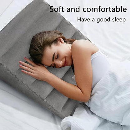 QISHENG - Inflatable Wedge Pillow, Lightweight Portable & Washable Travel Wedge Pillow for Sleeping, Reading, Camping, Back Pain Relief, Post-Surgery, Snoring and Leg Support (Grey)