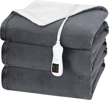 Electric Heated Blanket Full Size, Washable Blanket Warmer for Home for Adults, Fast Heating Super Cozy Soft Flannel 72" x 84", 9 Heat Levels, 1-9H Auto-Off, ETL Certified, Slate Gray