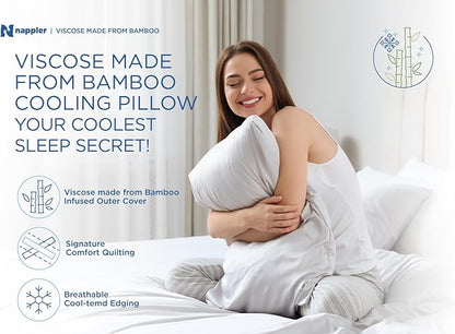 Cooling Pillow for hot Sleepers - Bed Pillows King Size Premium Set of 2 - Supportive Breathable Adjustable Shredded Memory Foam - Medium to Firm Pillows for Back, Stomach & Side Sleepers