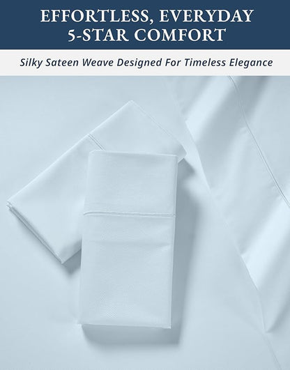 LANE LINEN 100% Egyptian Cotton Bed Sheets King Size, 15 inch Extra Deep Pocket King Sheets, Natural Cooling NO Pill Fade Resistant Cotton Sheets King Elegant Jaquard Swiss Dot - Ice Melt