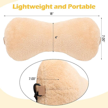 1 Pc Neck Pillow for Recliner Headrest Pillow Bone Shaped Chair Plush with Adjustable Strap Neck Support and Pain Relief Curve Head Cushion for Car Travel Airplane (Coffee)