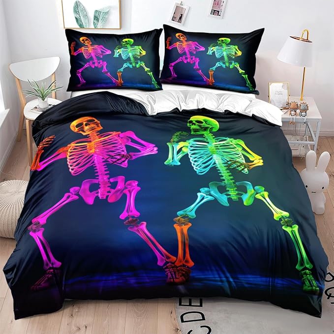 Halloween Twin Duvet Comforter Cover Sets with 2 Pillowcases for Kids Girls Teens Adult Bedroom Decor