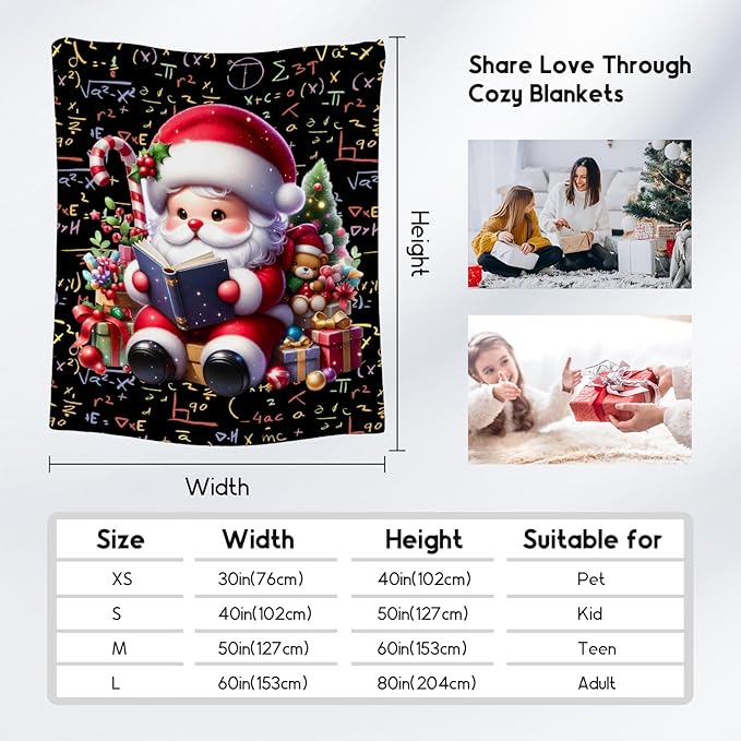Mercuryelf Christmas Blanket for Book Lovers - Kids Toddler Blankets Gifts - 30x40 Inch Cozy Flannel Throw for Couch, Office