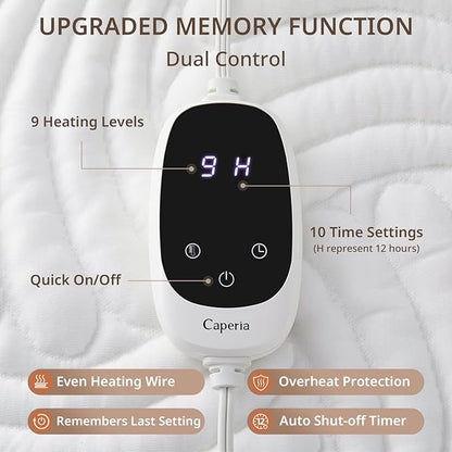 Heated Mattress Pad California King, Electric Mattress Pad Bed Warmer with 9 Heat Settings, Memory Function, 1-12 Hours Auto Off, Deep Pocket, Machine Washable, 72"x 84"