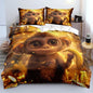 Cartoon Monkey Bedding Set Twin Size Little Monkey Duvet Cover Set Gold Monkey Quilted Duvet with 2 Pillow Case for Kids Boys Girls Teens,Twin