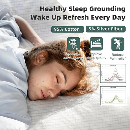 Grounding Fitted Sheet Kit Connect to The Earth's Energy 18inch Depth Pocket Grounding Bed Sheets for Earthing